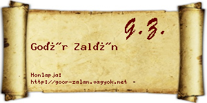 Goór Zalán névjegykártya